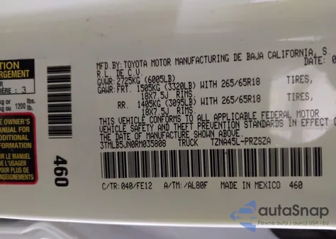 2024 Toyota Tacoma Trd Sport 4Wd из США, поврежденный, VIN 3TMLB5JN0RM035808